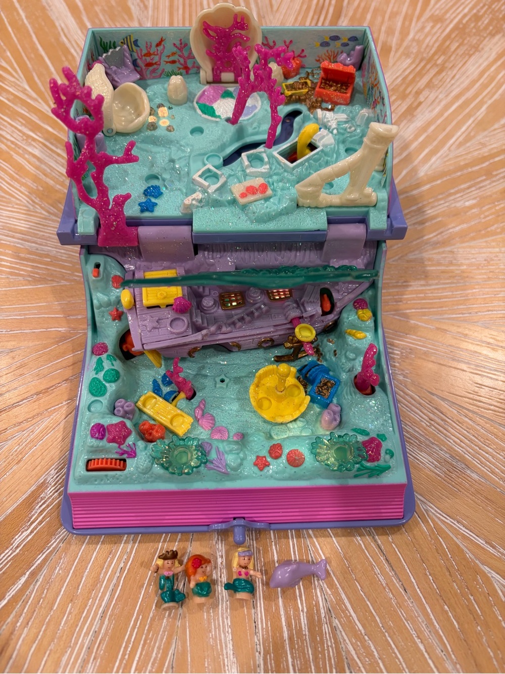 1995 Lightup Sparkling Mermaid Adventure Polly Pocket Bluebird LIGHTS WORK